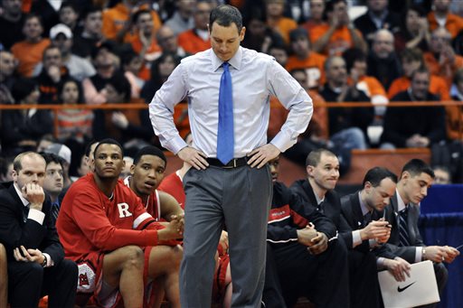 Courtesy of Kevin Rivoli/AP Mike Rice went 44-51 during his three year tenure as Rutgers head coach.