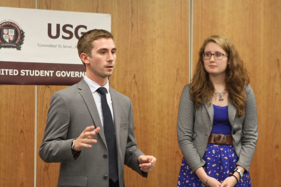 Brendan Francolini and Aileen Reynolds, top USG leaders at Rose Hill. (Katie Meyer/The Ram)