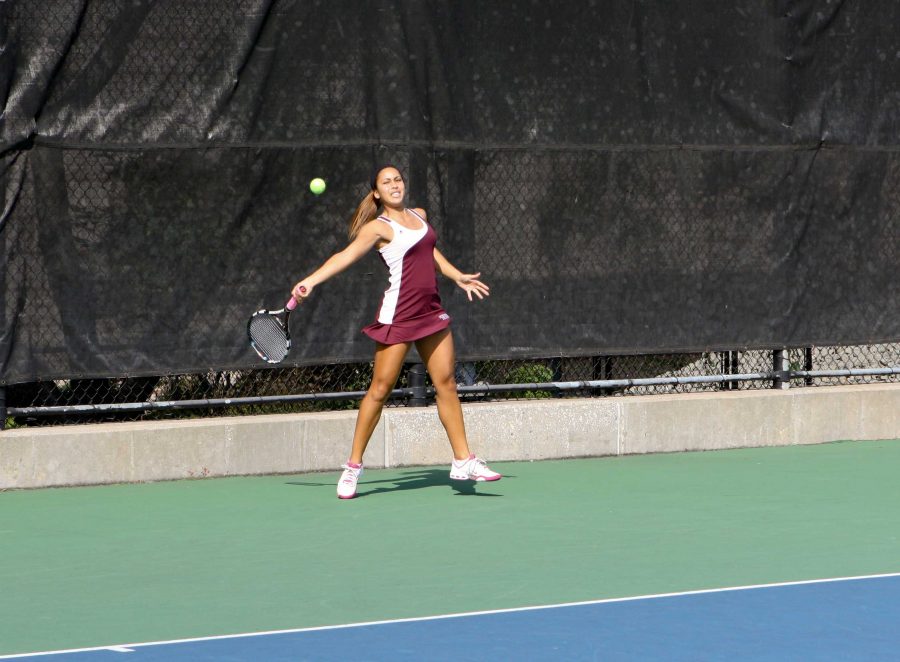 Photo by MICHAEL HAYES/THE RAM Ali and her partner Simidian won their doubles matchup against Temple.