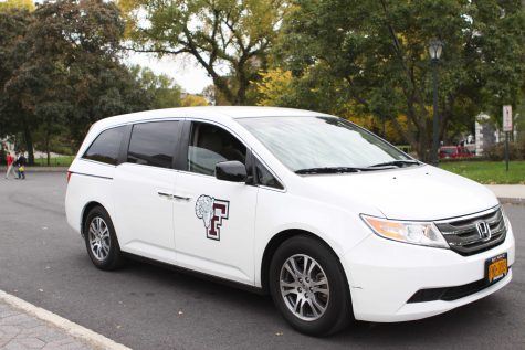 Fordham’s on-campus shuttle can assist students in getting around campus. (Elizabeth Zanghi/The Fordham Ram)