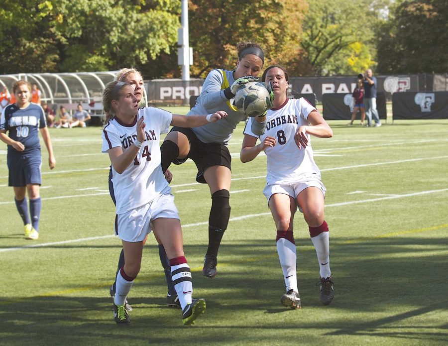 Fordham beat UMass in a double-overtime thriller on Sunday. The Rams have two games left to play this season. (Photo by Andrew Esoldi/The Ram)
