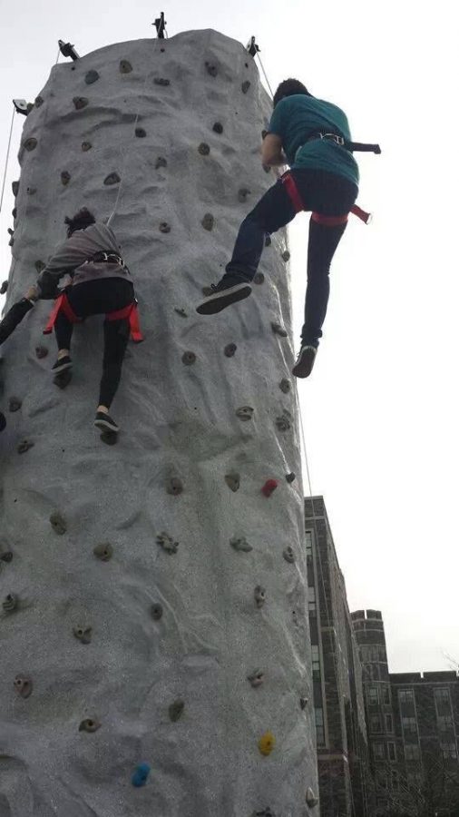 On April 1, students gathered in A-Lot to test their climbing skills and win prizes. (Courtesy of Commuter Student Association)