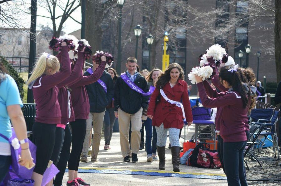 Fordham student Amy Snopek, FCRH ‘14 shared her cancer story with attendees at Relay For Life on Saturday. 
(Tessa Bloechl/The Ram)