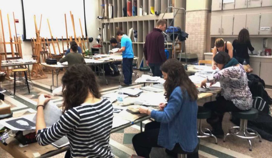 Visual arts students have both classes and workshops in the studio area, where professors can teach and assist them. Nicole Horton/The Fordham Ram