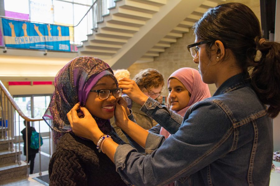 The organization distributed hijabs to educate students on the Islamic faith. Will Smith