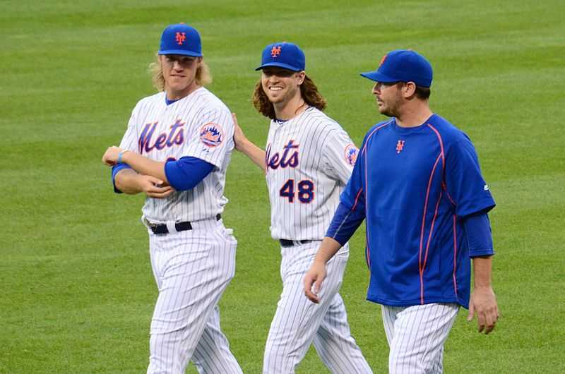 This trio of pitchers are one reason why the Mets are atop the N.L. East. Courtesy of Wikimedia