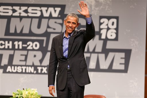 Obama was the keynote speaker for the South by Southwest Festival. Richard Fury/ AP
