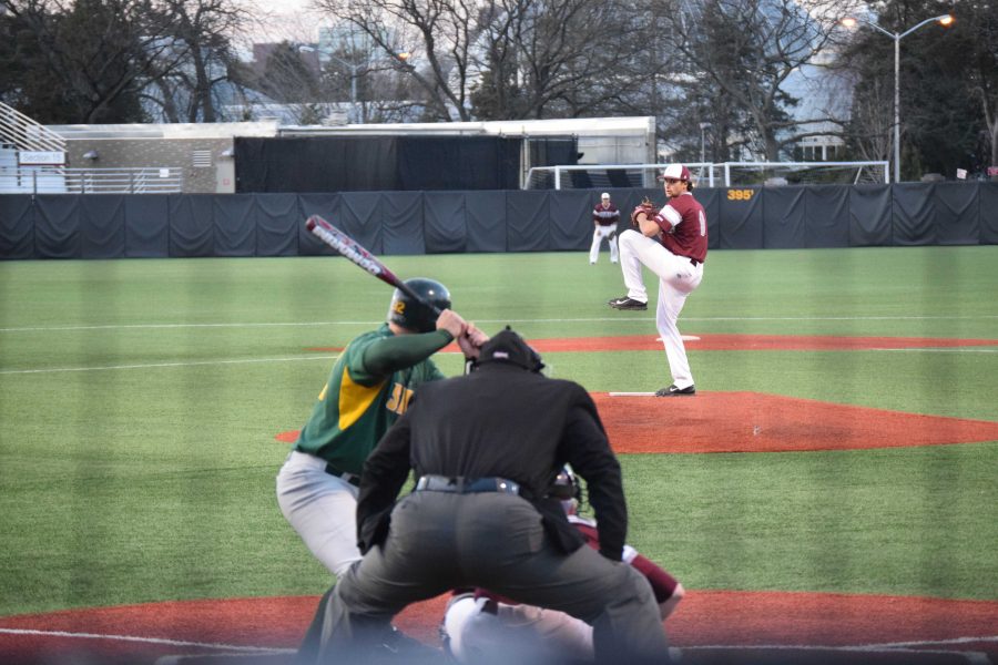 Anthony DiMeglio came on relief of Greg Weissert to complete the Rams’ shutout of Rhode Island on Saturday. (Andrea Garcia/The Fordham Ram). 