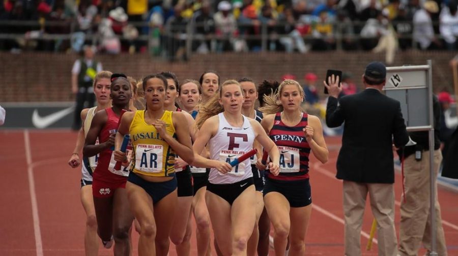 Merissa Wright and the 4x400m relay won their heat in a season-best 3:53.97. (Courtesy of Fordham Athletics). 