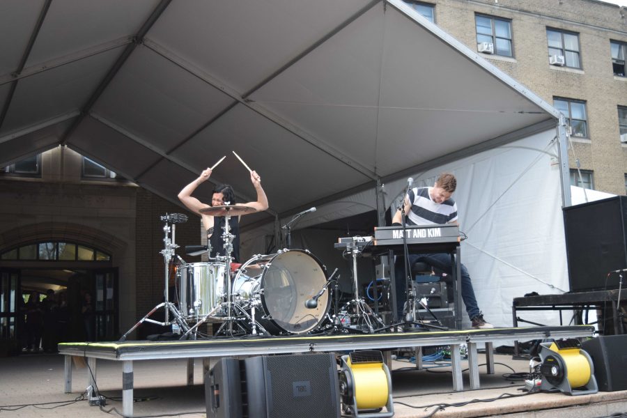 Matt and Kim returned to Fordham, on the big stage this time, showing their talent to give an intense and fun show. (Andrea Garcia/ The Fordham Ram). 