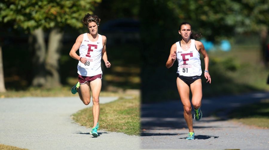 Brian Cook (L) and Angelina Grebe were among the top finishers at the Atlantic 10 Championships. (Courtesy of Fordham Athletics). 