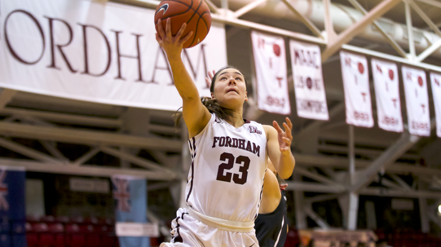Anna Kelly drives to the basket. She had 16 points in the loss to VCU.
