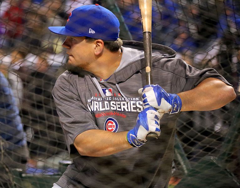 Kyle Schwarber looks more like a clean-up hitter than a leadoff man (Courtesy of Wikimedia).