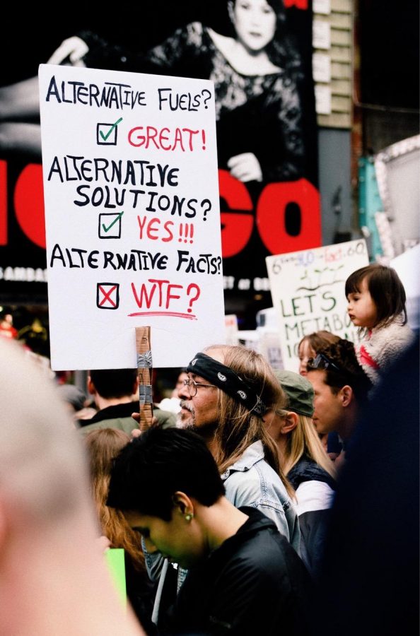 Protesters marched through the streets of Manhattan in response to Trump's budget cuts.