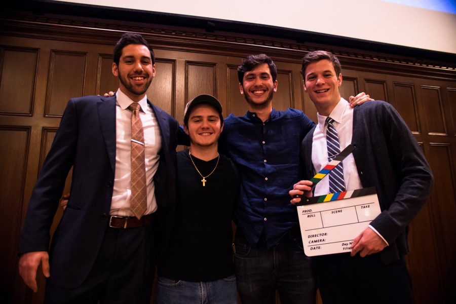 The cast of Classic Misdirection, Louis Masi, GSB ‘17, Joe Southern, FCRH ‘17,  Justin Barker, FCRH ‘17 and  Kevin Fulmer, FCRH ‘17.