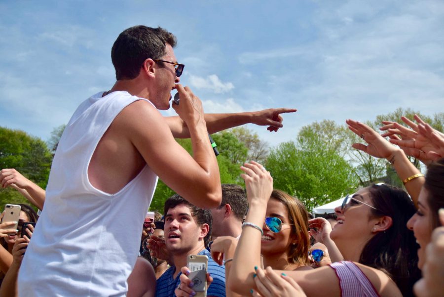 Timeflies, the duo known for their Youtube cover videos and hit song once in a While, performed at Spring Weekend (Andrea Garcia/ The Fordham Ram).