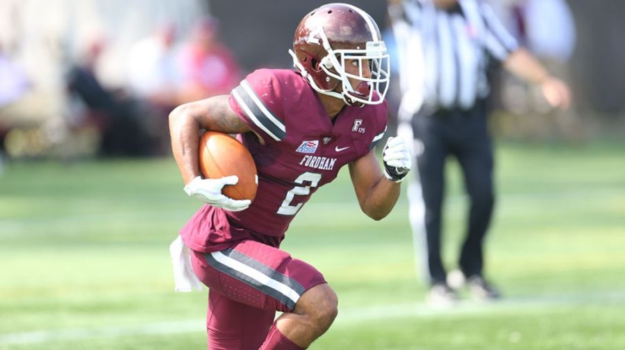 Corey Caddle had five catches for 50 yards in the loss. (Courtesy of Fordham Athletics)