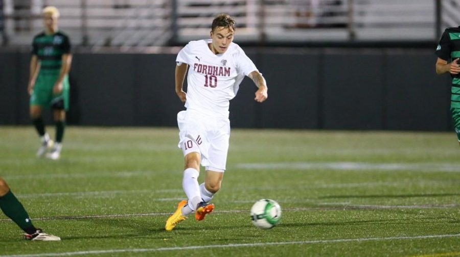 Janos Lobe registered an assist and a shot on goal against George Mason (Courtesy of Fordham Athletics ).