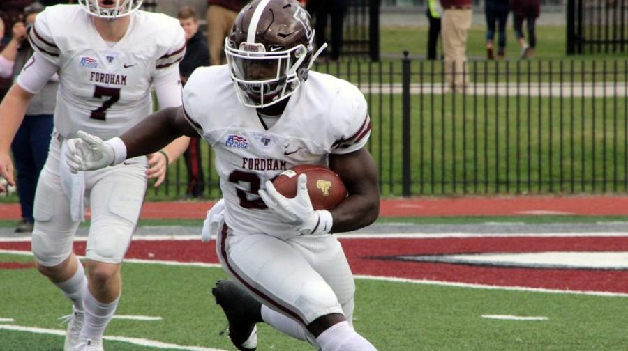 Chase Edmonds had a shot at the Patriot League rushing record, but was held to just 53 yards. (Courtesy of Fordham Athletics)