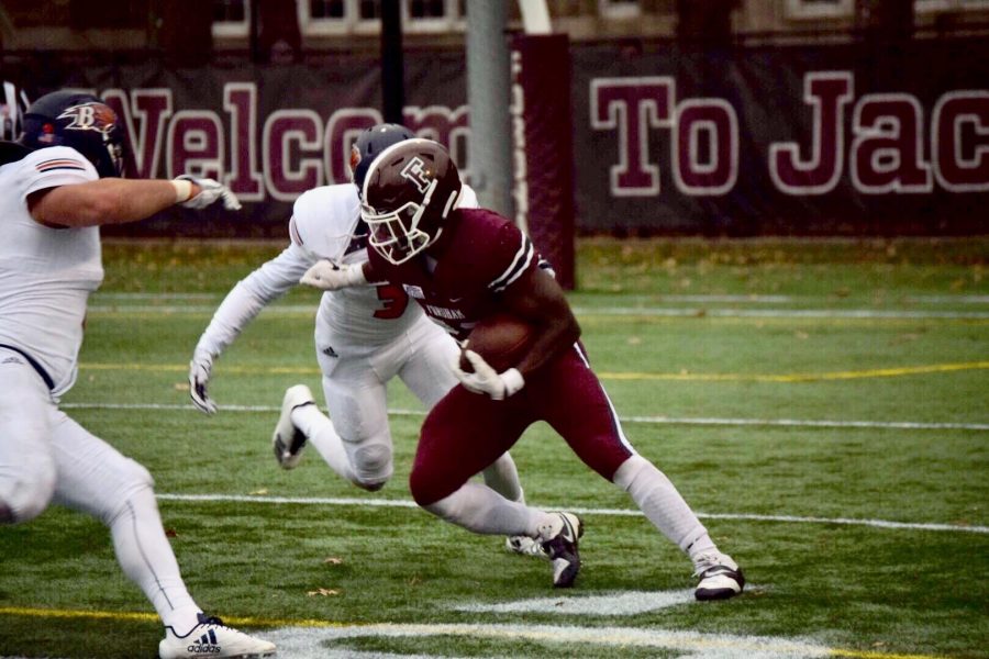 Chase+Edmonds+turned+in+a+masterpiece+in+his+final+game+at+Fordham%2C+rushing+for+185+yards+and+two+touchdowns.+%28Andrea+Garcia%2FThe+Fordham+Ram%29