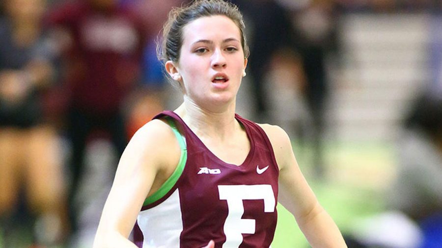 Mary Kate Kenny has broken the Fordham record in the 60m two weeks in a row. It now stands at 7.78 seconds. (Courtesy of Fordham Athletics)