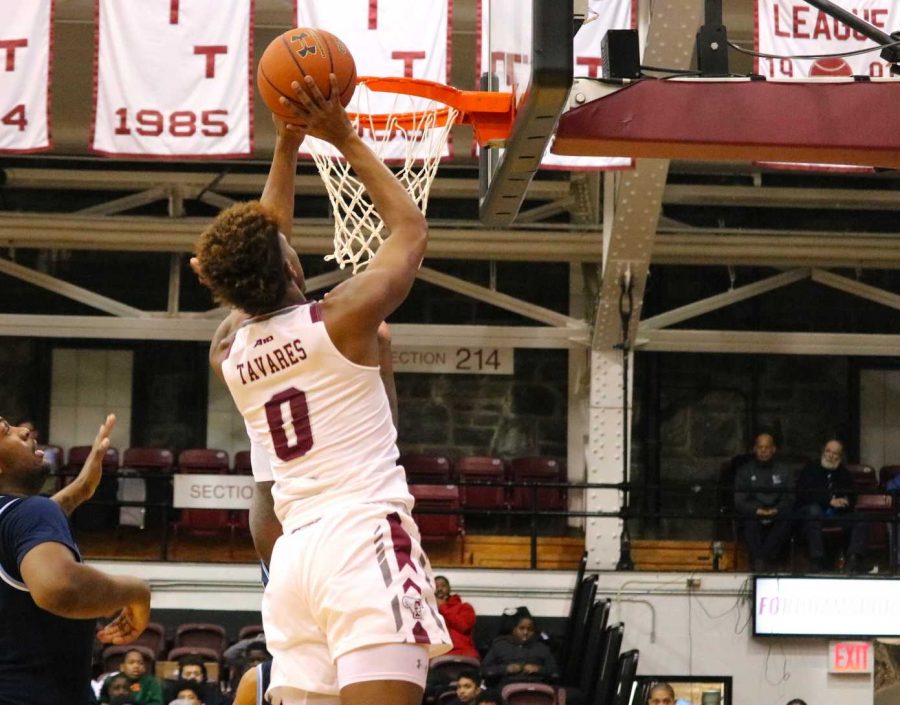Will Tavares (above) attempts a layup.  Fordham men’s basketball has not won a game since February 10th. (Julia Comerford/The Fordham Ram)