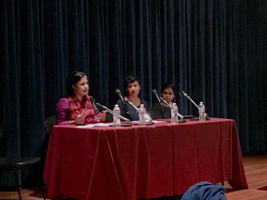 A panel of speakers from the CUNY CLEAR Project, Muslim Social Justice Initiative and Bronx Defenders discussed immigration rights and legal defense at the second Know Your Rights forum. (Luis Gomez/The Fordham Ram)