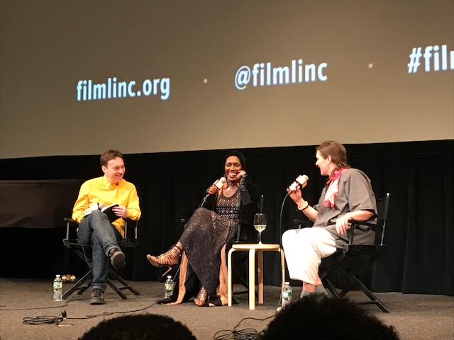 From left to right: NPR’s Piotr Orlov, Grace Jones and Sophie Fiennes at the Film Society of Lincoln Center on April 14 (Ryan Di Corpo/The Fordham Ram).