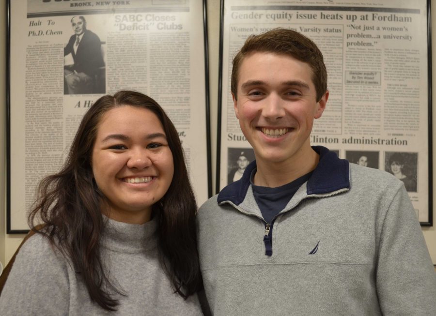Connor Sullivan, FCRH 19, and Kaylee Wong, GSB 20, were elected as the new president and vice president of USG, respectively (Taylor Shaw/The Fordham Ram).