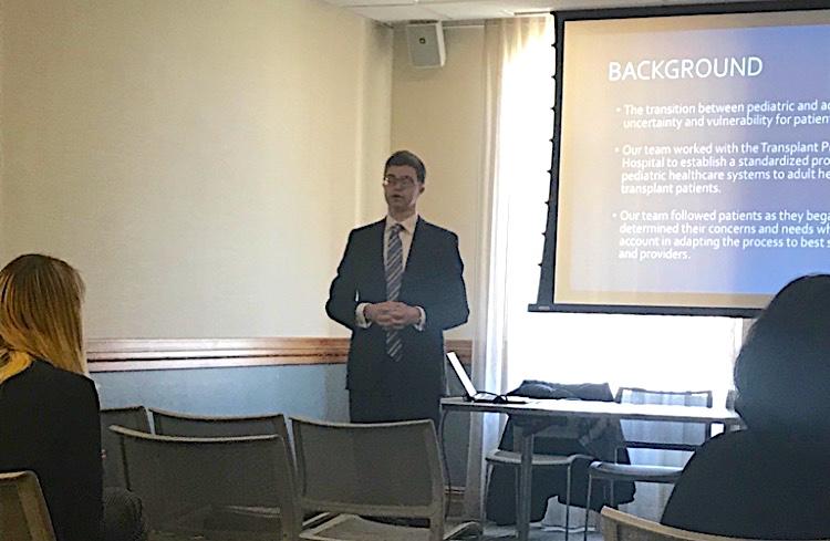 Kirk Brouwer, FCRH 20, presents his project at the annual Undergraduate Research Symposium (Courtesy of Julia Rist/The Fordham Ram).