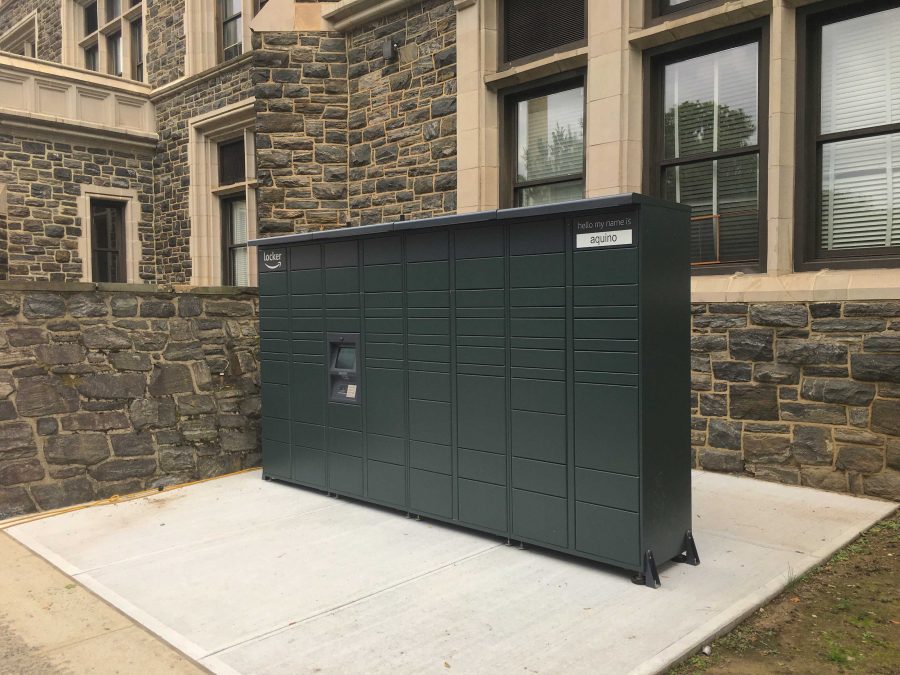 The Aquino Amazon Locker, located outside of Finlay, is one of three Locker locations across campus. (Ryan McGraw for The Fordham Ram)