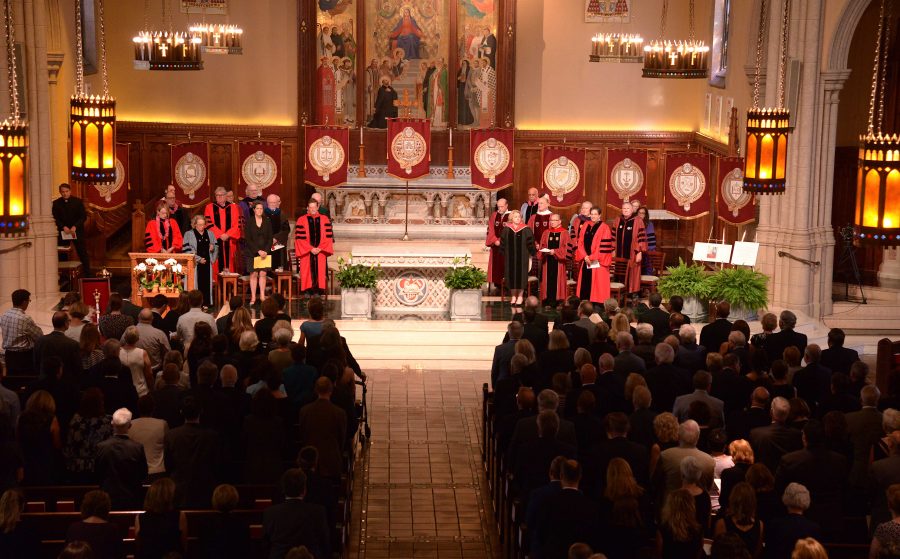 The memorial service for Dr. Stephen Freedman was held in the University Church with colleagues, freinds, and family. (Courtesy of Fordham News and Media Relations Bureau)