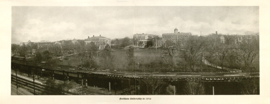 The Fordham community allegedly remained unfazed by the Bronx Park Extension that passed through the university. (Photo courtesy of Walsh Library Special Collection)