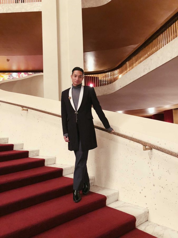 Isiah Magsino, FCRH ‘19, stands in the lobby of the Metropoltian Opera House, where he attended a production of “Marnie.” (Courtesy of Isiah Magsino)