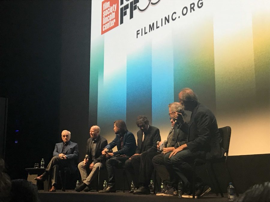 Scorsese, Marshall, Rymsza, Murawski, Bogdanovich, Neville, and Jones at the New York Film Festival. (Ryan Di Corpo/The Fordham Ram)