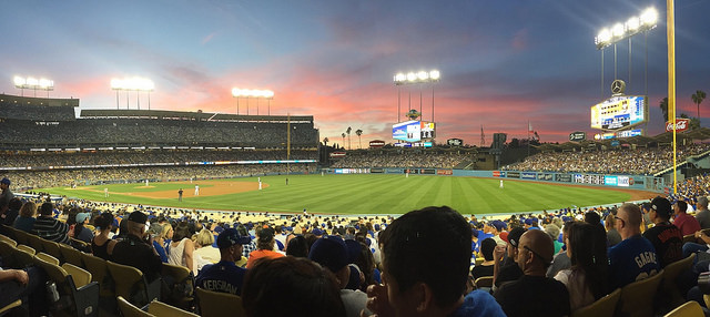 Dodger Stadium was home to some of the longest postseason basball games (Courtesy of Twitter).