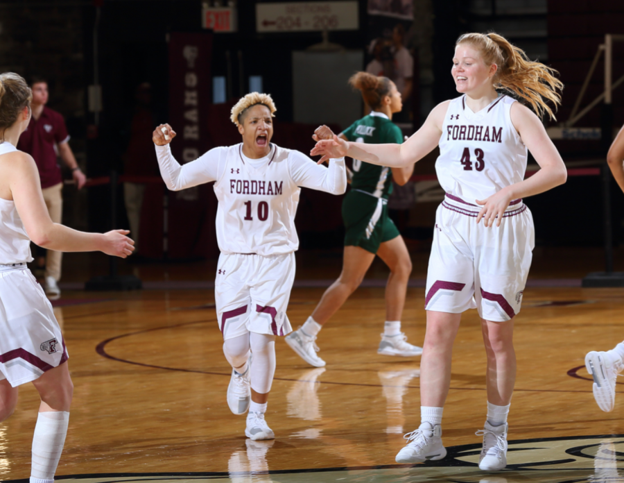 Fordham got a late basket from freshman Meg Jonassen to lift the Rams past Manhattan and salvage a win on the week (Courtesy of Fordham Athletics).
