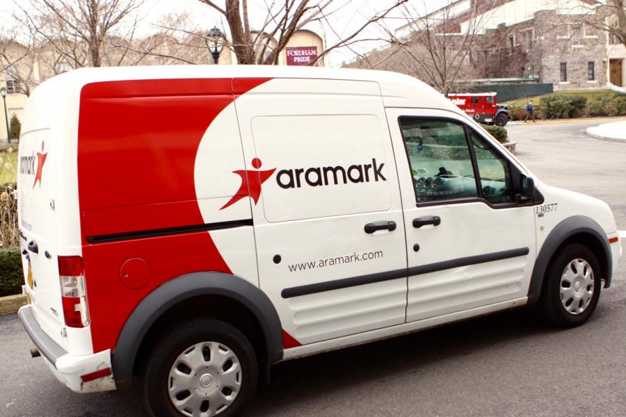 An Aramark vehicle at Fordham University (Julia Comerford/The Fordham Ram).