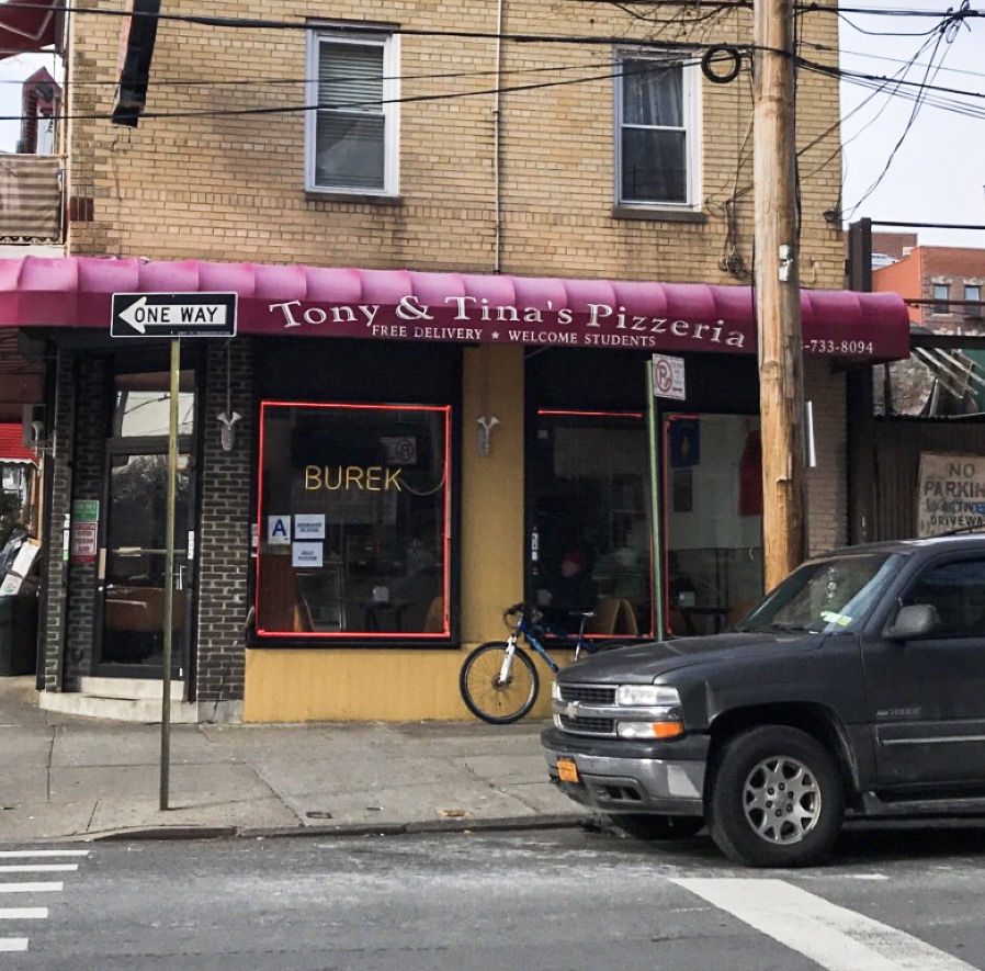 Tony & Tina’s Pizzeria is a classic New York pizzeria that has great pizza as well as burek. It sits on 189th Street and Arthur Avenue. (Will Jones)