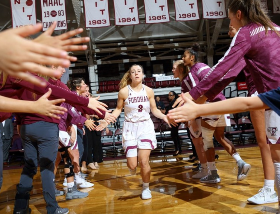 Senior+guard+Lauren+Holden+scored+14+points+and+made+four+three-pointers+to+lead+Fordham+past+George+Washington+in+the+Rams+A-10+Conference+opener.+%28Courtesy+of+Fordham+Athletics%29