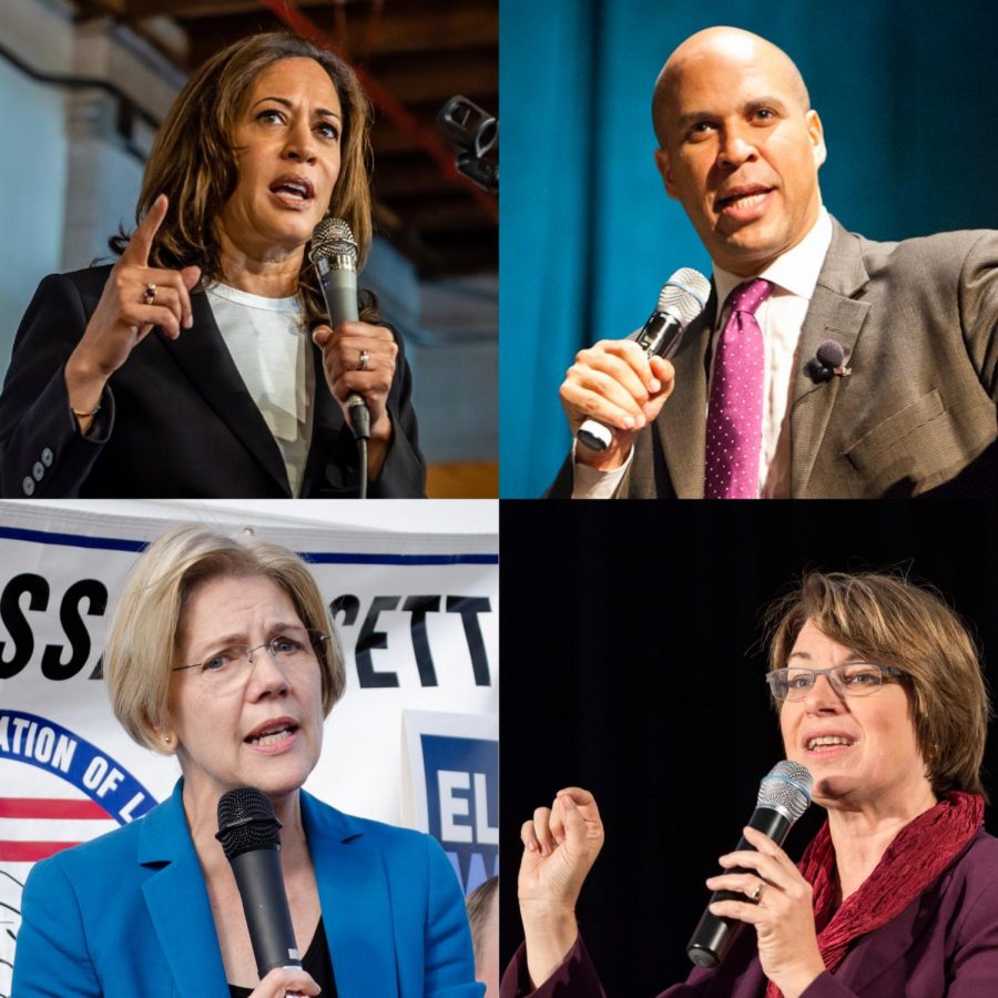 Democratic candidates for president include Senators Kamala Harris (CA), Amy Klobuchar (MN), Cory Booker (NJ) and Elizabeth Warren (MA). (Courtesy of Flickr)