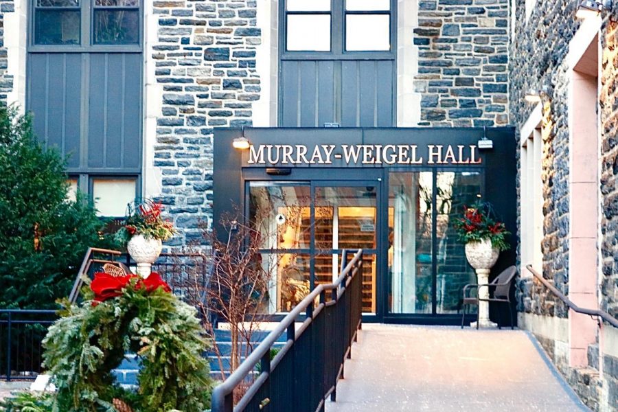 The front entrace of Murray Weigel Hall, a retirement home for elderly Jesuits.  (Julia Comerford/The Fordham Ram)