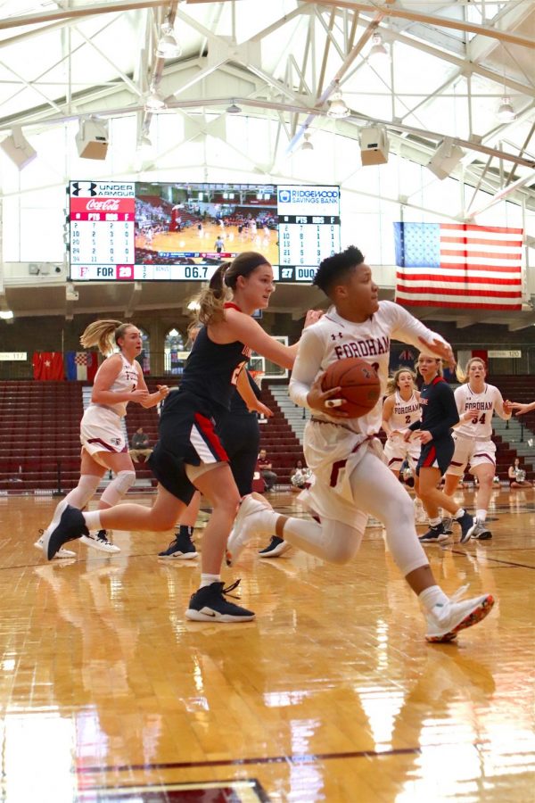 Women%E2%80%99s+Basketball+improve+to+15-8+after+beating+Duquesne+University+on+Sunday+afternoon+at+home.+%28Mackenzie+Cranna%2FThe+Fordham+Ram%29