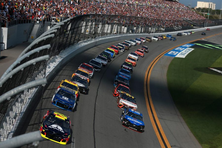 William Byron started the Daytona 500 at the front of the field, but Denny Hamlin led the field to the checkered flag. (Courtesy of Flickr)