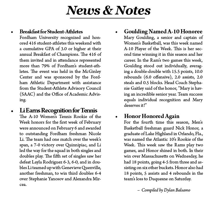 News & Notes for the week of 2/6-2/12 (Dylan Balsamo)