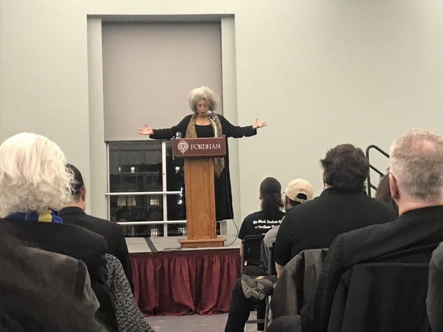 Angela Davis spoke to hundreds of members of the Fordham Community on Feb. 25th. (Eliot Schiaparelli/The Fordham Ram)