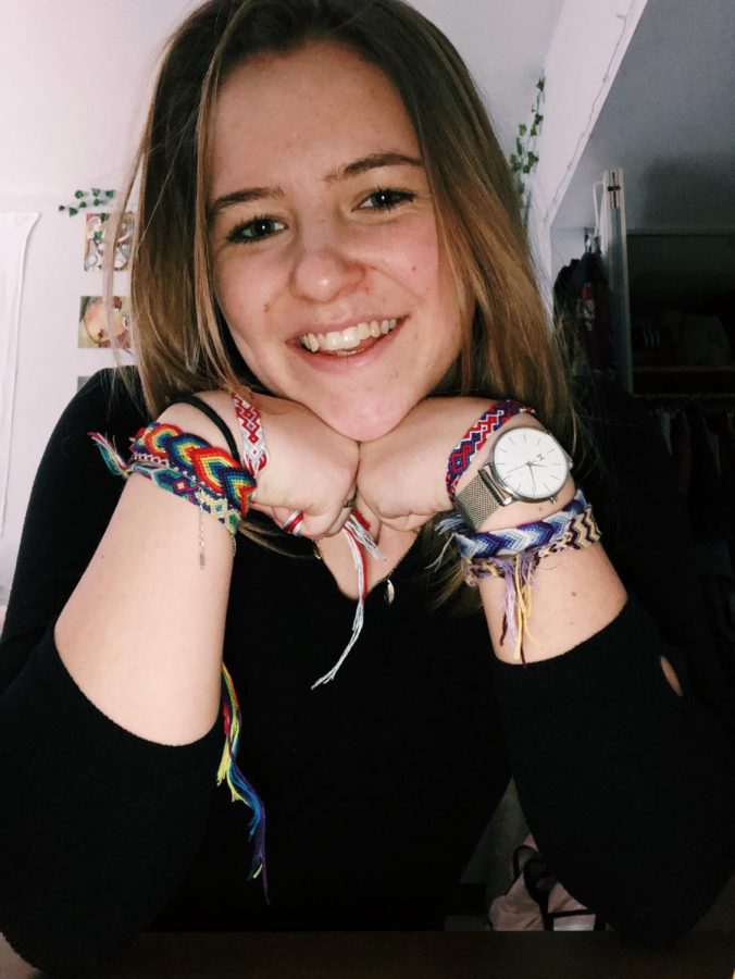 Freshman, Camille de Carbonnel shows off some of her friendship bracelets. (Facebook).
