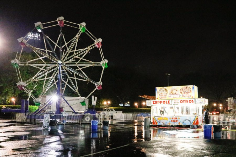 The carnival featured a ferris wheel, but did not run because of the rain. (Julia Comerford/ The Fordham Ram)