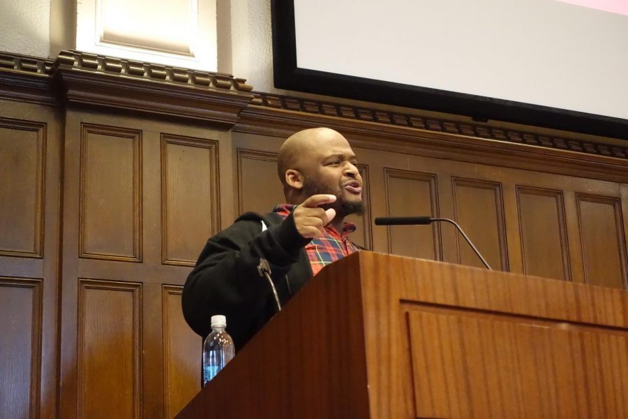 Kiese Laymon spoke at the English Departments Writers of Color Reading Series. (Courtesy of the Fordham English Department)
