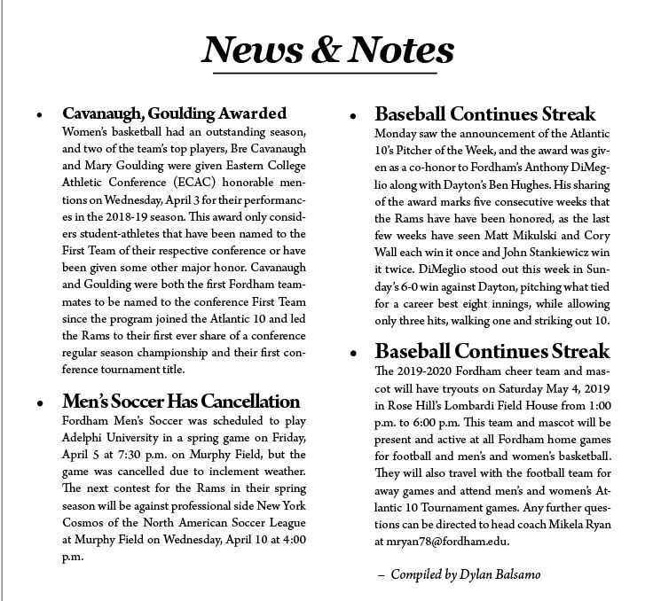 News & Notes for the week of 4/3-4/9 (Dylan Balsamo)